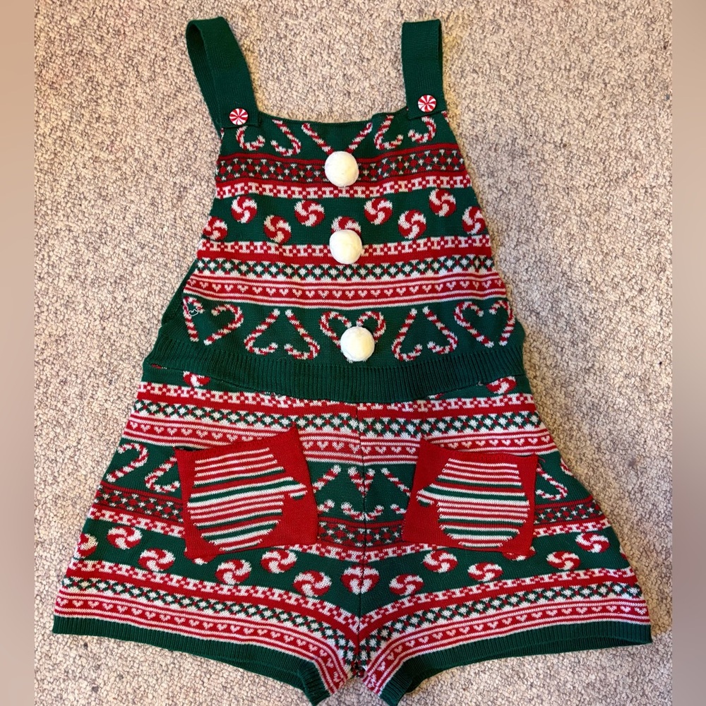 No Boundaries Green and Red Knit Jumper